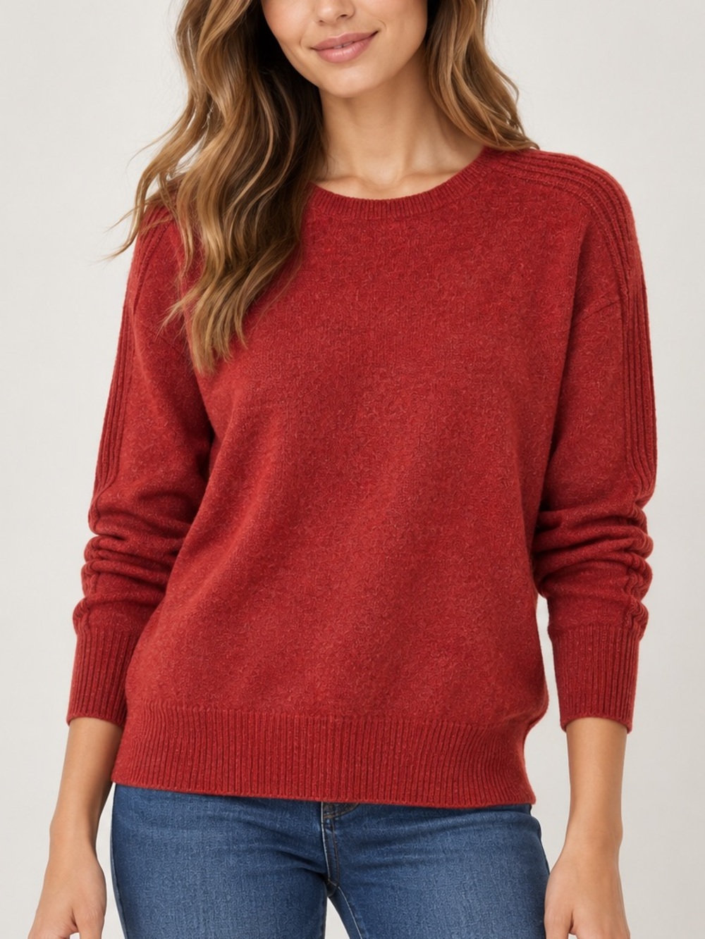 J.Crew Collection Italian Cashmere Brick Red Crewneck Oversize Fit Sweater